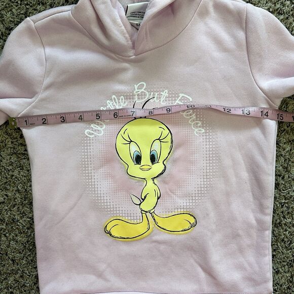Looney Tunes Pink Tweety Bird "Wittle But Fierce" Hoodie Girls Sz 6X - Picture 5 of 8
